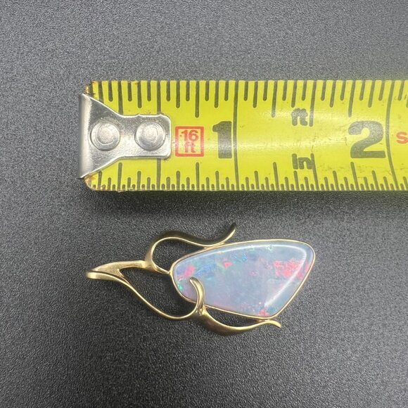 Natural Australian Black Opal Pendant set in 14K Gold, Stunning Rare Opal Pendan - Picture 3 of 8